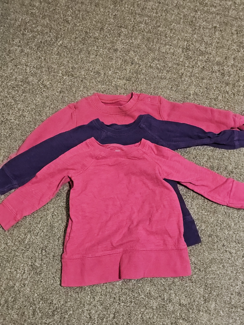 Primary Long-Sleeve Crewneck Tops - Pink & Purple (3-pack look)